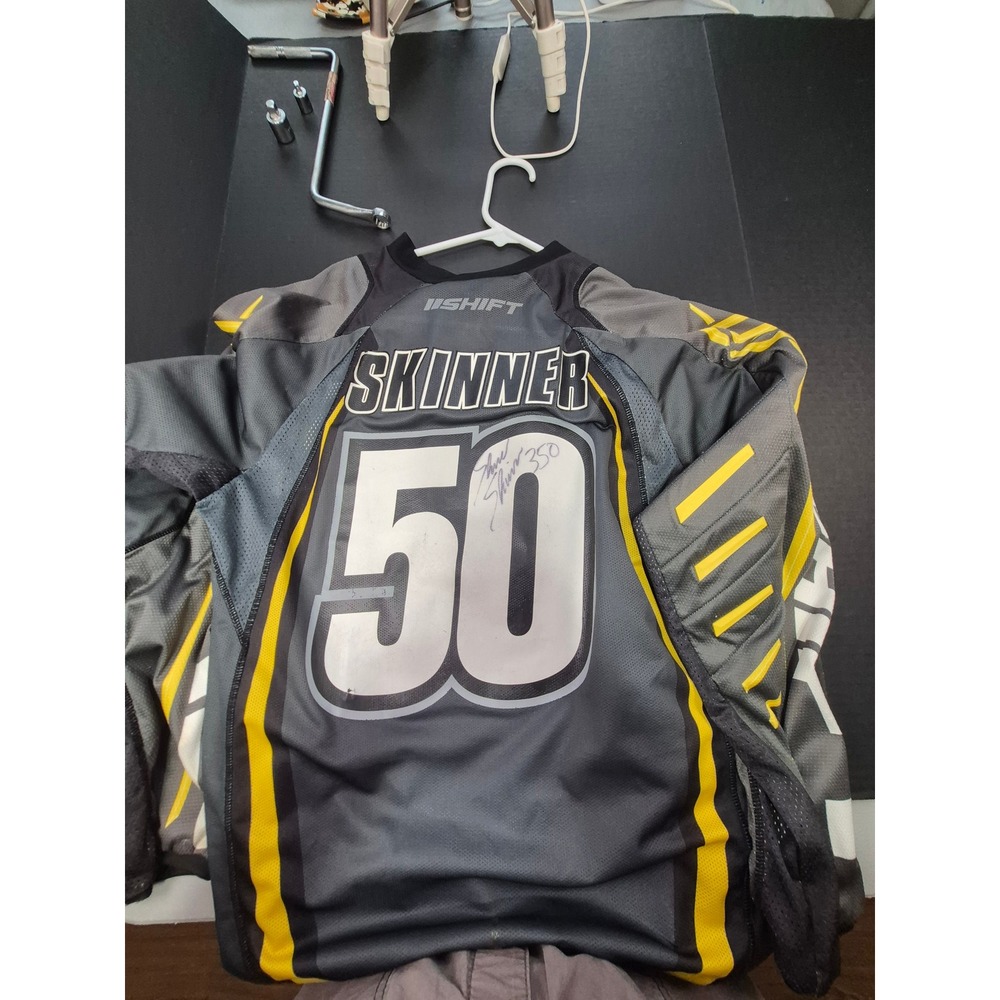 Shift MX Shaun Skinner Signed Motocross Jersey Grey Yellow Large Autographed
